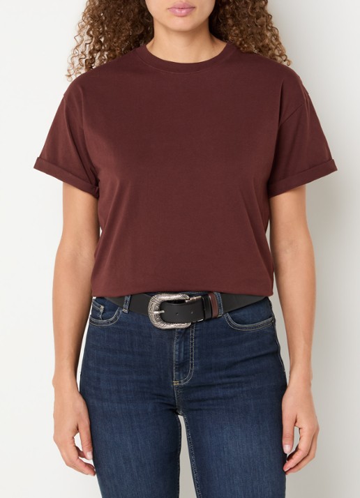 ba&sh Rosie T-shirt met stretch - detail bordeauxrood