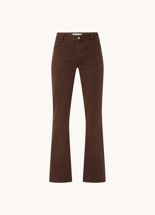 ba&sh Ross mid waist flared jeans met gekleurde wassing - voorkant 2 donkerbruin