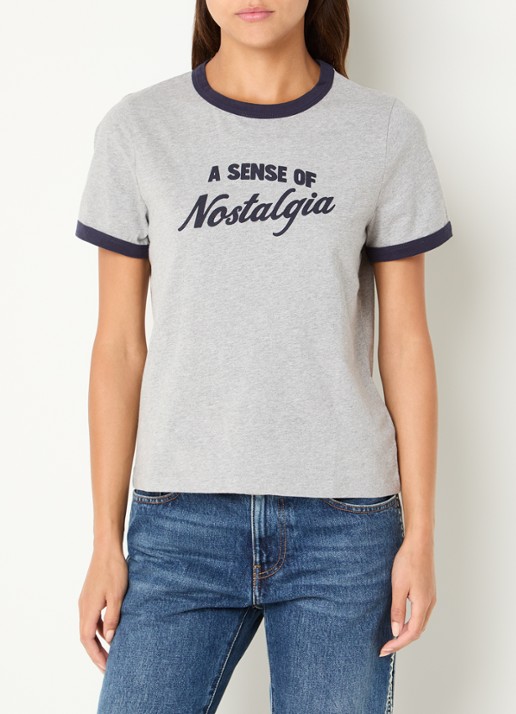 ba&sh Rosta T-shirt met print - detail lichtgrijs