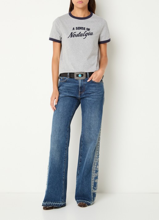 ba&sh Rosta T-shirt met print - voorkant 3 lichtgrijs