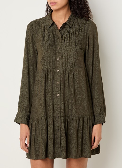 ba&sh Rosyna mini blousejurk met slangenprint