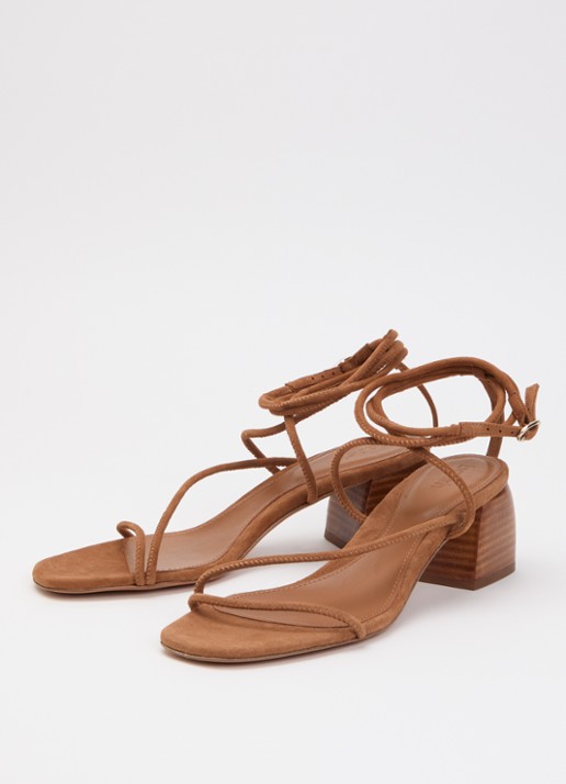 ba&sh Sandalette van suède - detail 6 bruin