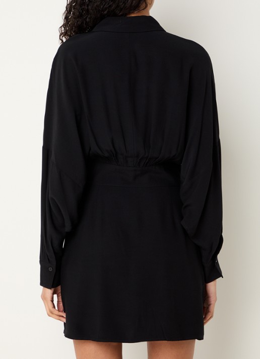 ba&sh Sayana mini blousejurk met vleermuismouw - achterkant zwart