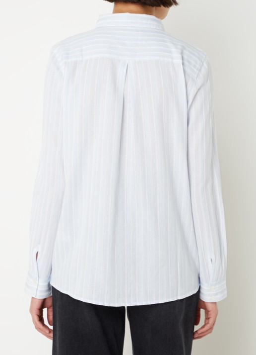 ba&sh Scherif blouse met streepprint - achterkant 5 lichtblauw