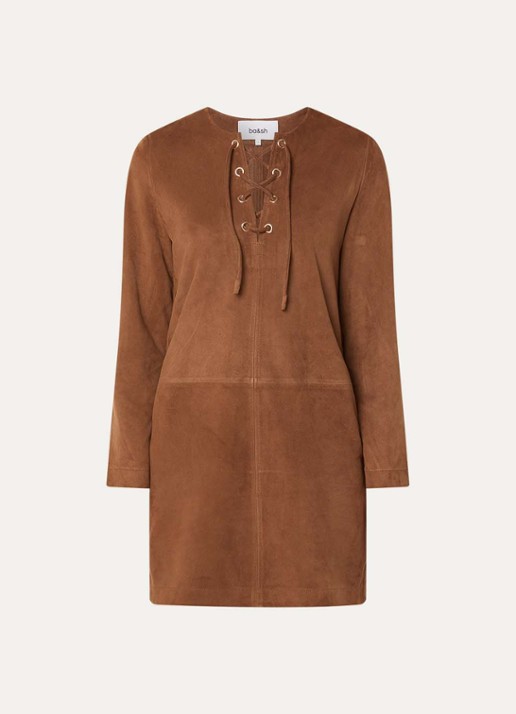 ba&sh Seda mini tuniekjurk van geitensuède - voorkant cognac