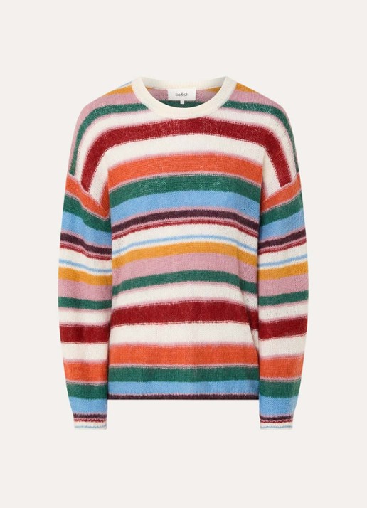 ba&sh Serena grofgebreide trui in alpaca wolblend met streepprint - voorkant 2 multicolor