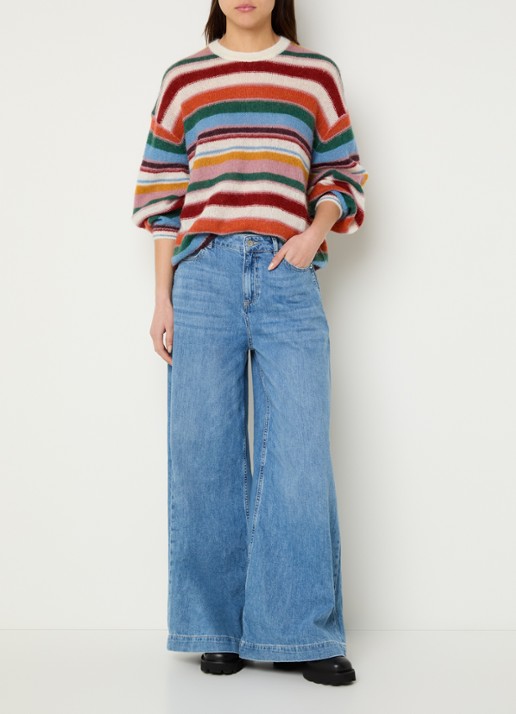 ba&sh Serena grofgebreide trui in alpaca wolblend met streepprint - voorkant 3 multicolor