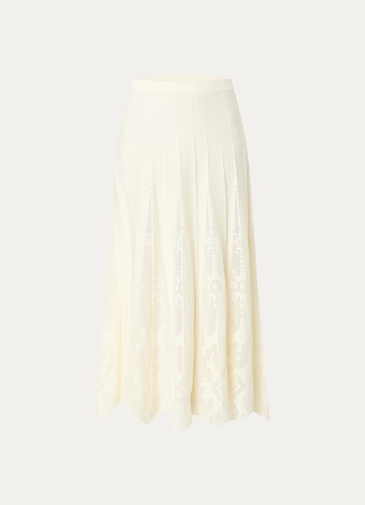 ba&sh Serta grofgebreide midi rok met ingebreid patroon - voorkant 2 gebroken wit