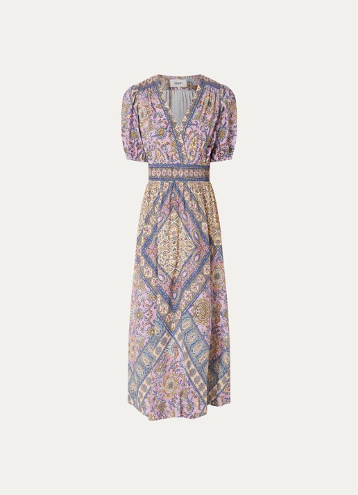 ba&sh Sidelie midi jurk met print - voorkant 3 paars