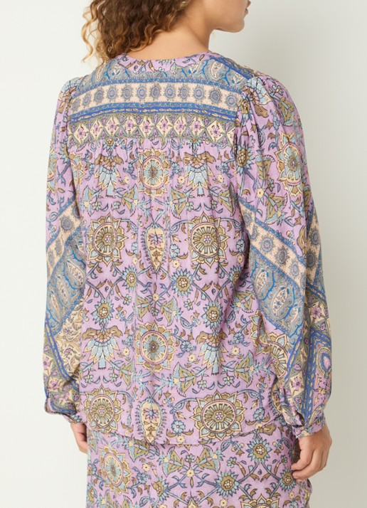 ba&sh Simi blouse met print - achterkant 4 paars