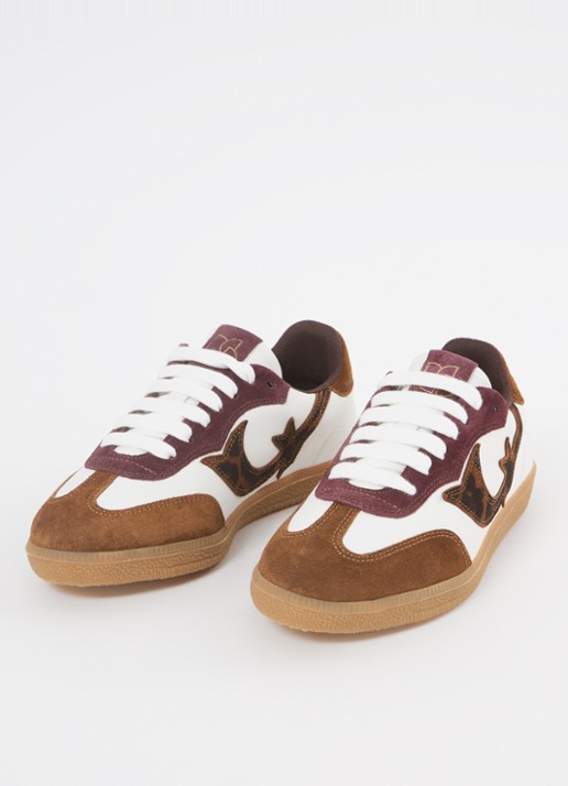 ba&sh Sneaker van leer met suède details - detail bruin