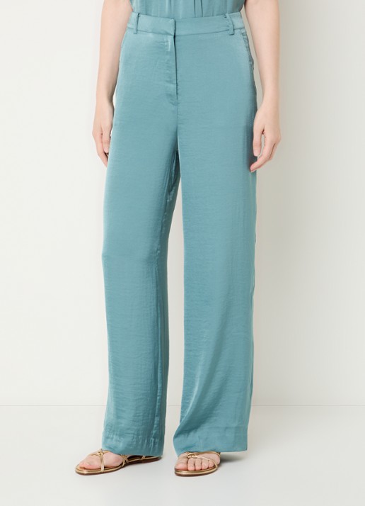 ba&sh Solveig high waist wide fit pantalon van satijn met steekzakken