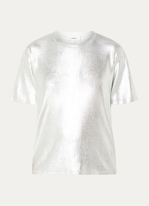 ba&sh Sony T-shirt met metallic finish  - voorkant 2 zilver