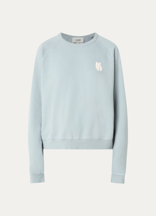 ba&sh Swing sweater met front- en backprint - voorkant lichtblauw