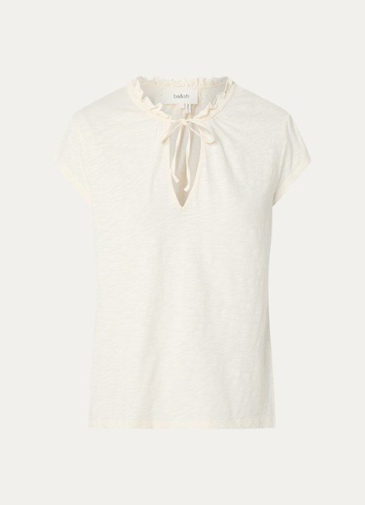 ba&sh T-shirt met gemêleerd dessin - voorkant 3 gebroken wit