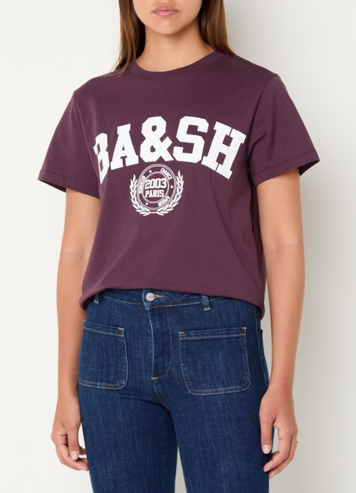 ba&sh T-shirt met logoprint - detail 4 aubergine