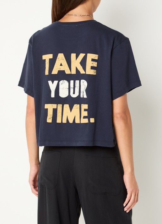 ba&sh Take T-shirt met backprint - detail donkerblauw