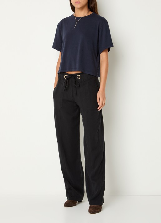 ba&sh Take T-shirt met backprint - voorkant 3 donkerblauw