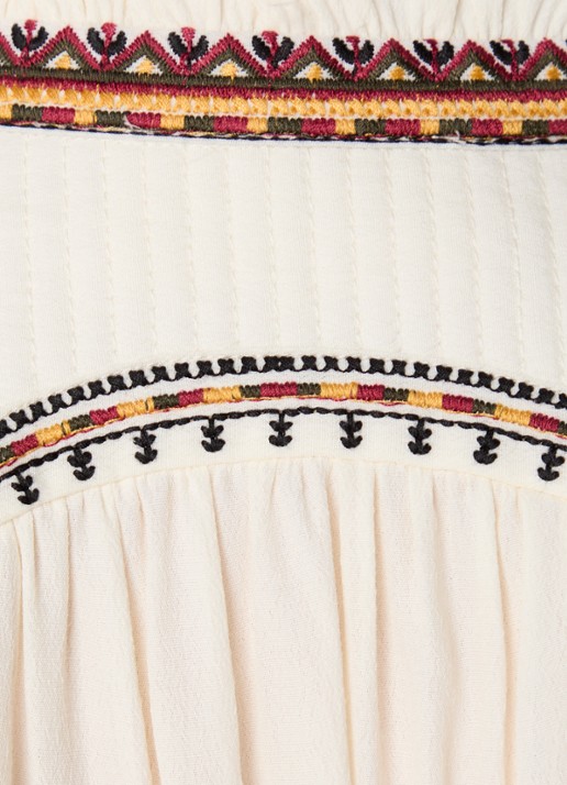 ba&sh Talsie tuniek met borduring en ruches - detail 5 gebroken wit
