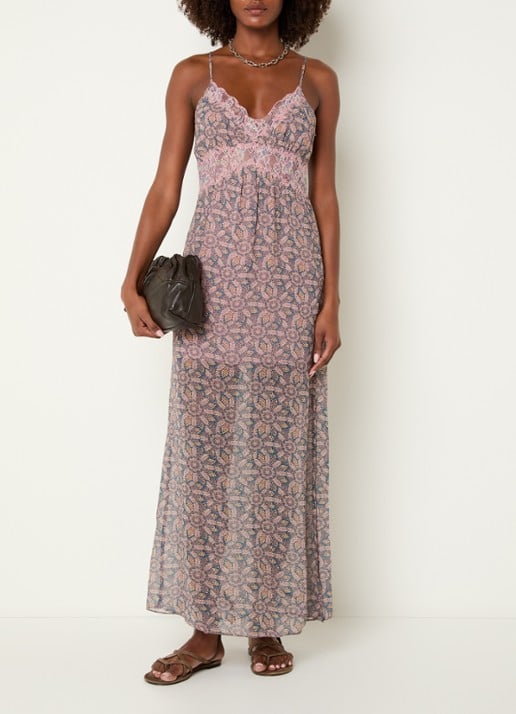 ba&sh Tama semi-transparante maxi jurk met details van kant