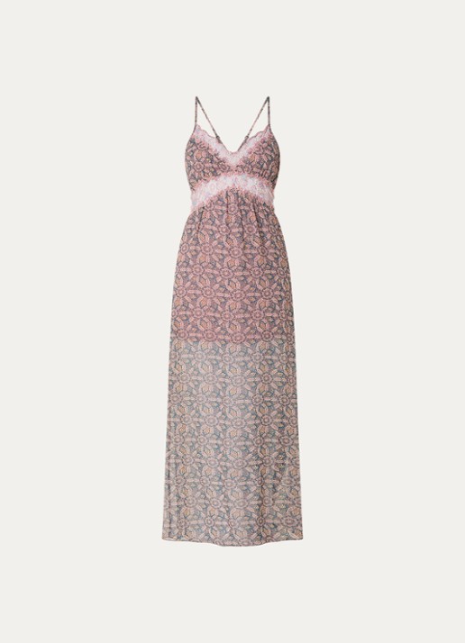 ba&sh Tama semi-transparante maxi jurk met details van kant  - voorkant 2 blauw