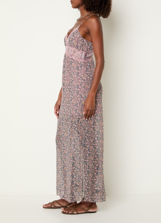 ba&sh Tama semi-transparante maxi jurk met details van kant  - voorkant 3 blauw