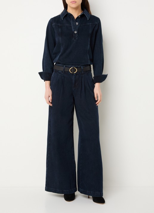 ba&sh Tavy tuniek van denim - voorkant 2 indigo