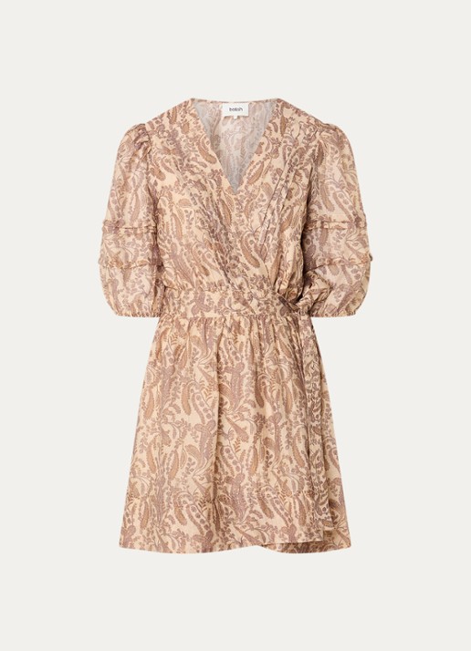 ba&sh Teodora mini jurk met bloemenprint - voorkant 3 donkerbeige
