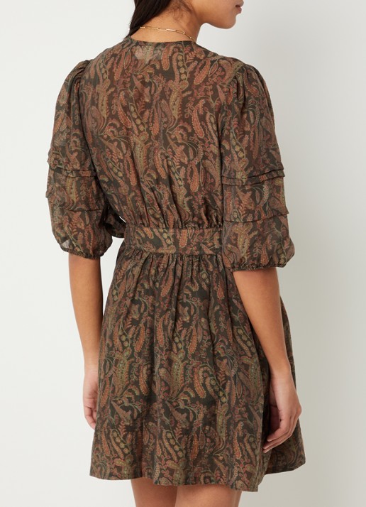 ba&sh Teodora mini jurk met bloemenprint - achterkant bruin