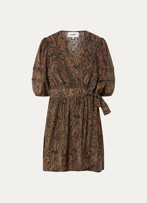 ba&sh Teodora mini jurk met bloemenprint - voorkant 2 bruin