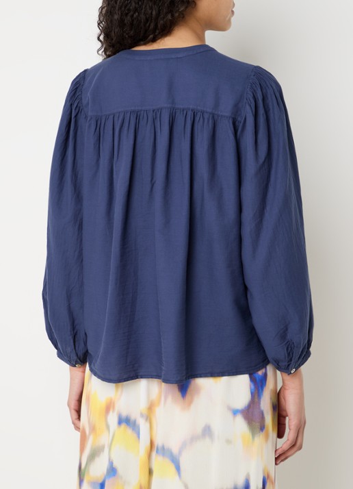 ba&sh Tia blouse met pofmouw - achterkant 4 donkerblauw