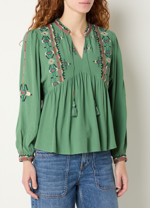 ba&sh Tilt tuniek met borduring - detail 4 groen