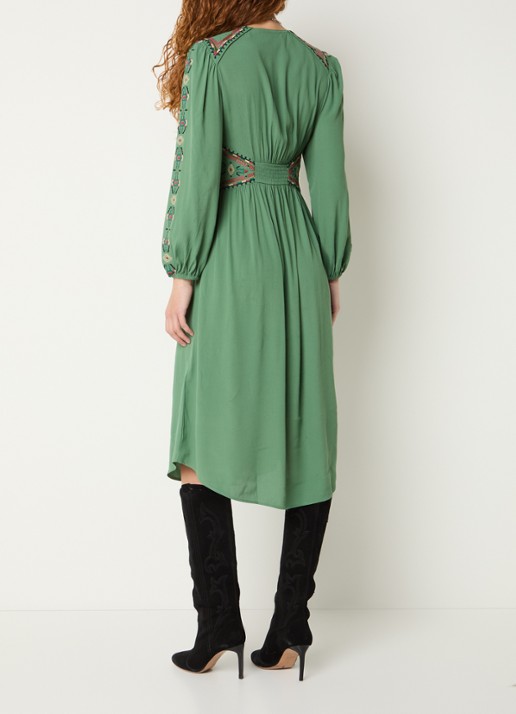 ba&sh Tina blousejurk met borduring - achterkant 3 groen