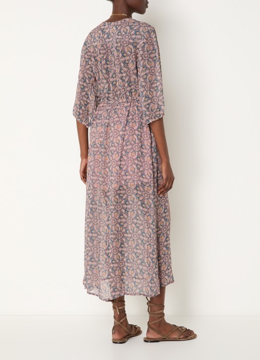 ba&sh Tizia maxi tuniekjurk met print - achterkant 3 lichtroze