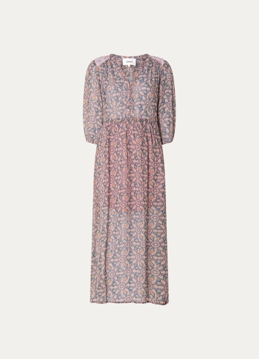 ba&sh Tizia maxi tuniekjurk met print - voorkant lichtroze
