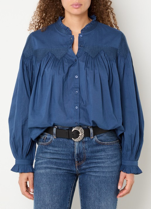 ba&sh Tonia blouse met opstaande kraag - detail 4 indigo
