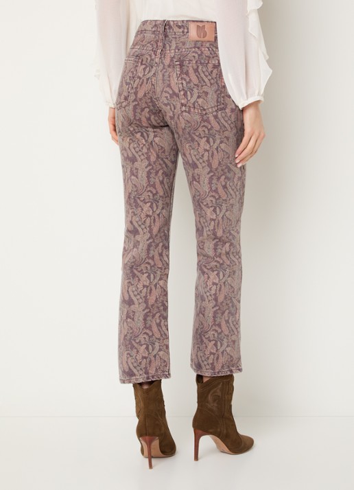 ba&sh Tooty high waist straight fit jeans met paisley dessin - achterkant bordeauxrood