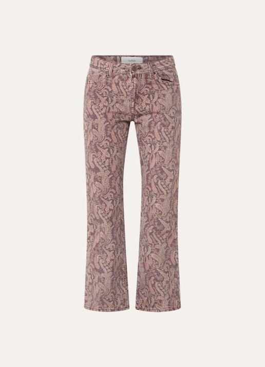 ba&sh Tooty high waist straight fit jeans met paisley dessin - voorkant 3 bordeauxrood