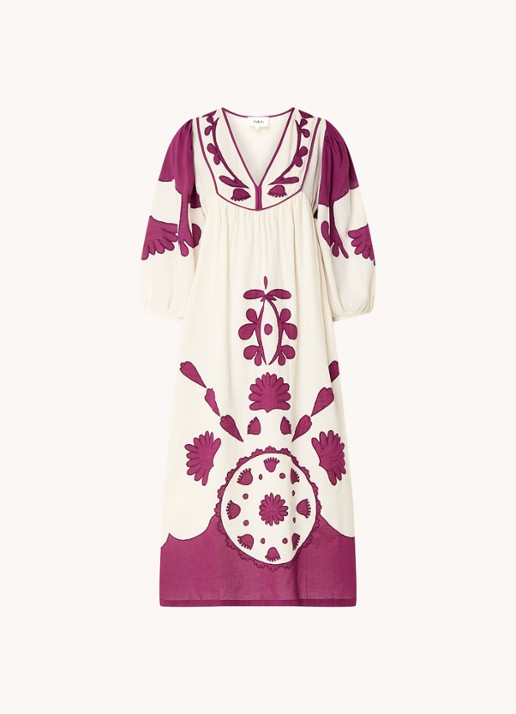 ba&sh Tracy midi tuniekjurk met print - voorkant 2 paars