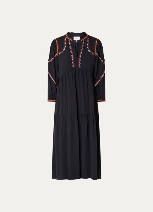 ba&sh Tunia midi tuniekjurk met borduring - voorkant 3 zwart
