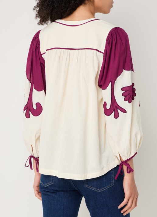 ba&sh Tupa tuniek met borduring - achterkant 3 creme