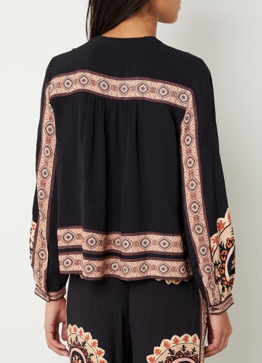ba&sh Valda blouse met print - achterkant 3 zwart