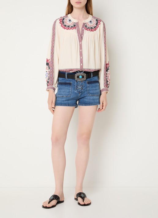 ba&sh Valda blouse met print - voorkant 3 creme
