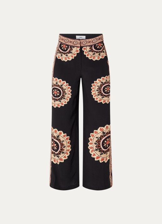 ba&sh Valla loose fit broek met bloemenprint - voorkant 2 zwart