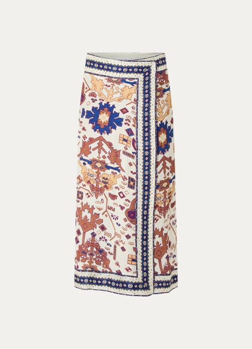ba&sh Varper midi rok met grafische print - voorkant gebroken wit