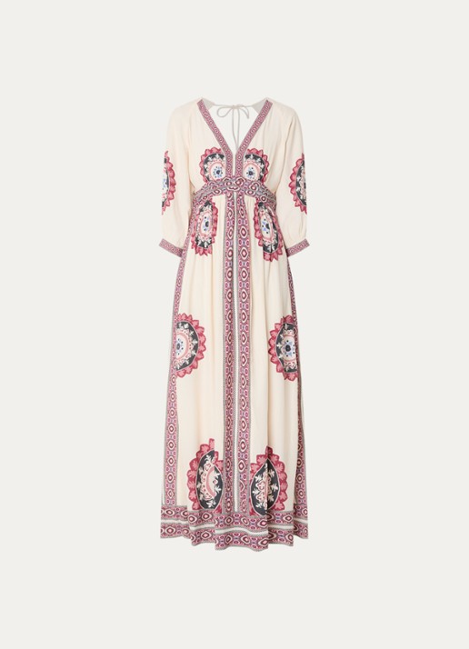 ba&sh Vere maxi jurk met print - voorkant 2 creme