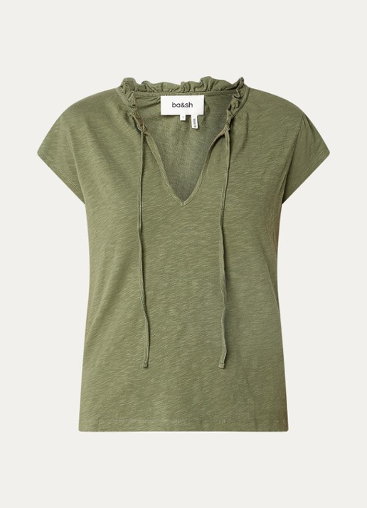 ba&sh Very top met strikkraag - voorkant khaki