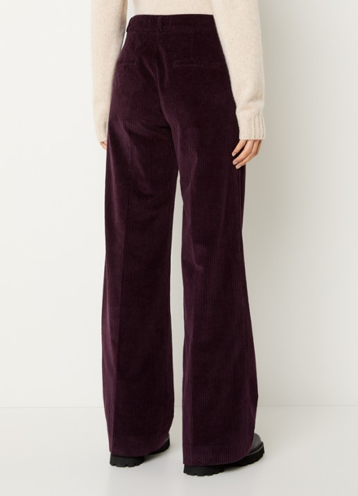ba&sh Vily mid waist loose fit broek van corduroy - achterkant aubergine