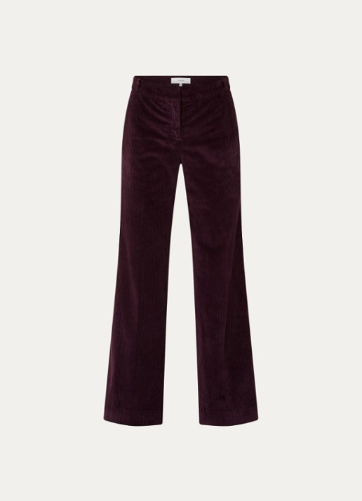 ba&sh Vily mid waist loose fit broek van corduroy - voorkant 2 aubergine