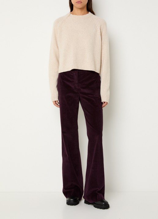 ba&sh Vily mid waist loose fit broek van corduroy - voorkant 3 aubergine